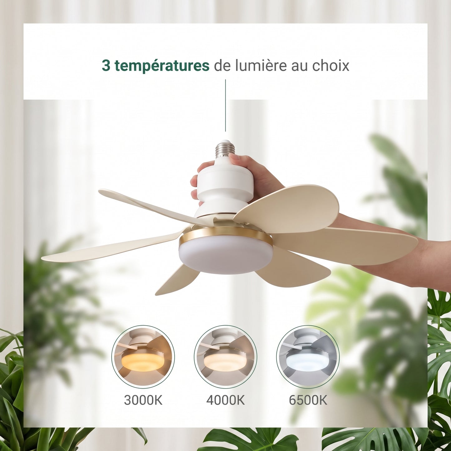 Ventilateur De Plafond Avec Lumière LED Et Télécommande